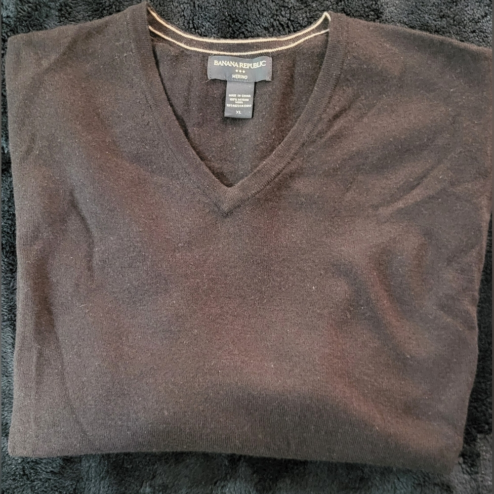 Banana Republic Merino Wool V Neck Sweater Mens Xl